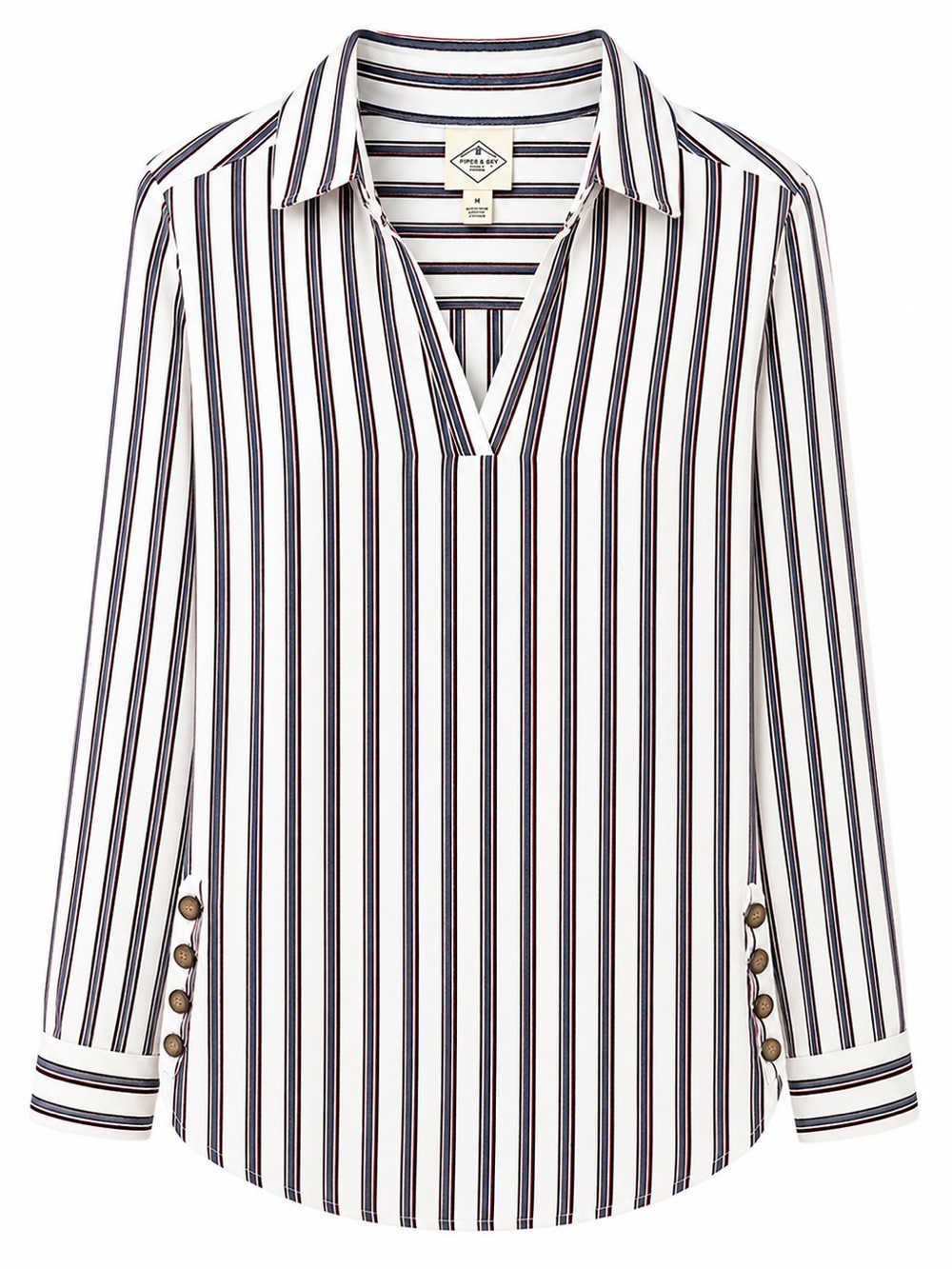 St. John’s Bay Women’s Small Striped Button Side Tunic Blouse - Picture 7 of 10